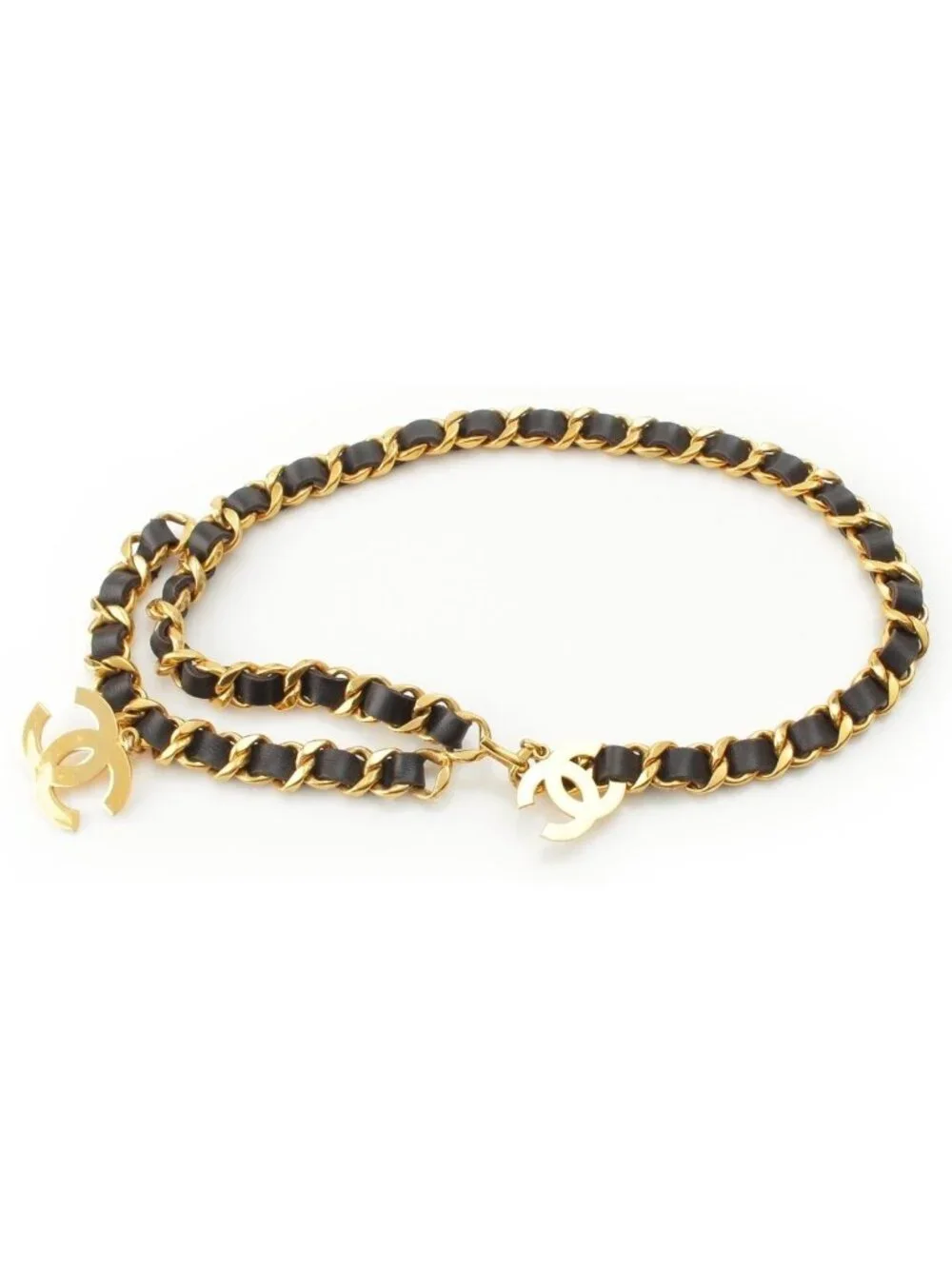 Chanel Vintage Jumbo CC Logo Chain Belt Black